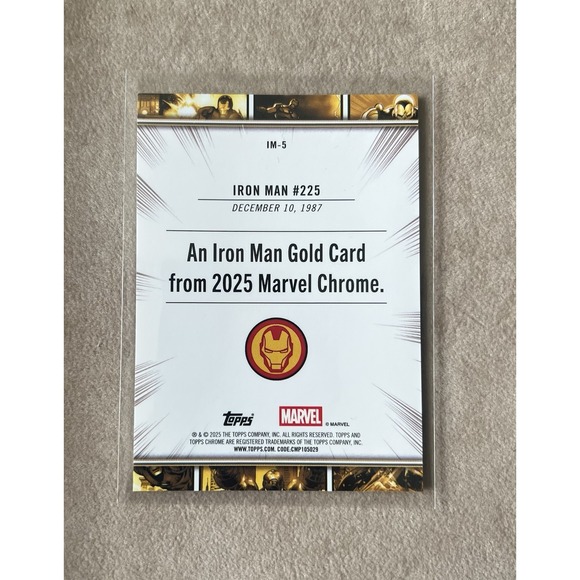 2025 Topps Chrome Marvel Iron Man‎ Gold Card IM-5 Iron Man #225 Cover Tribute - Picture 2 of 2